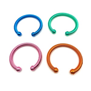 Cable Bracelets, Pink, Blue, Green, Orange, Colored Cable Bracelets, gifts for her, metal, cuff bracelets, adjustable image 2