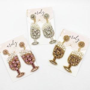 Bubbly Champagne Earrings, engagement party, rehearsal dinner, wedding earrings, celebration, bachelorette party, girls trip, bubbly earring