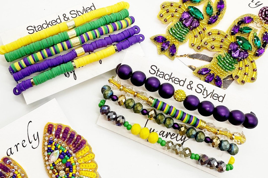 mardi gras clay earrings