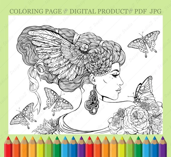 48 Pages Beautiful Flower Girl Antistress Coloring Books For