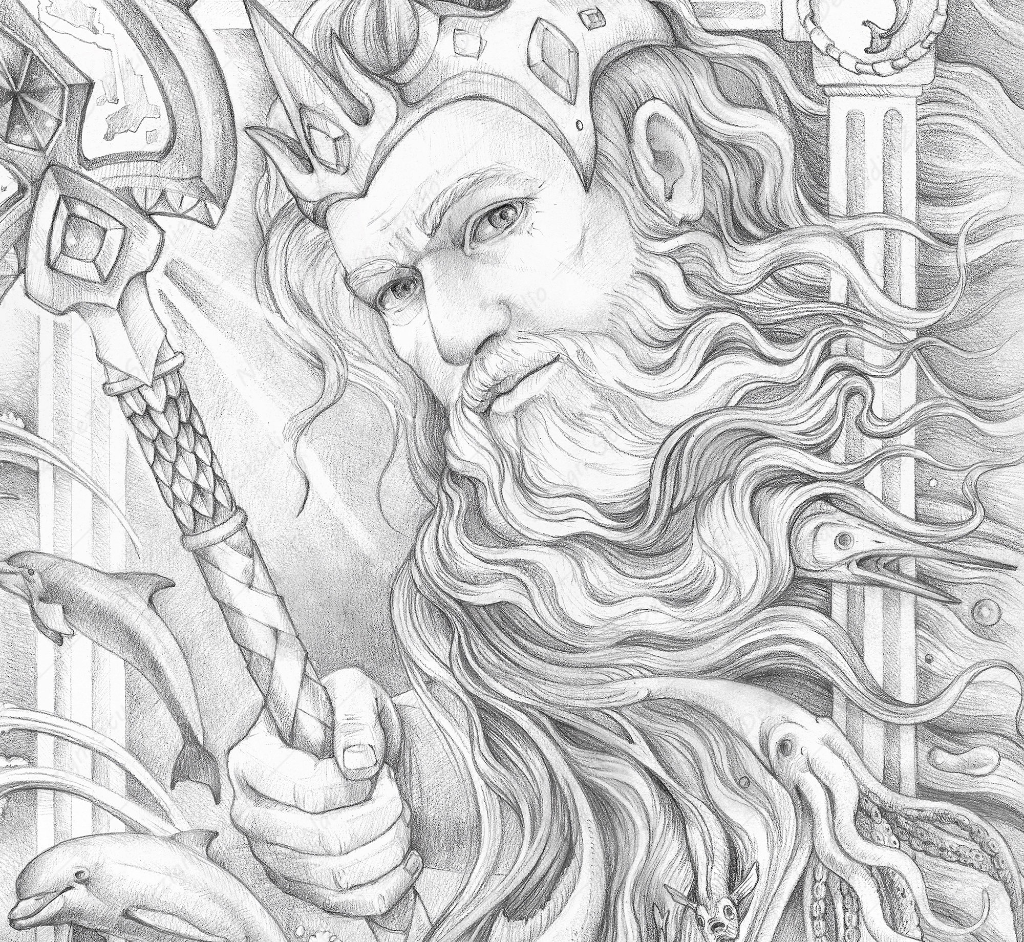 Poseidon Greek God Coloring Pages