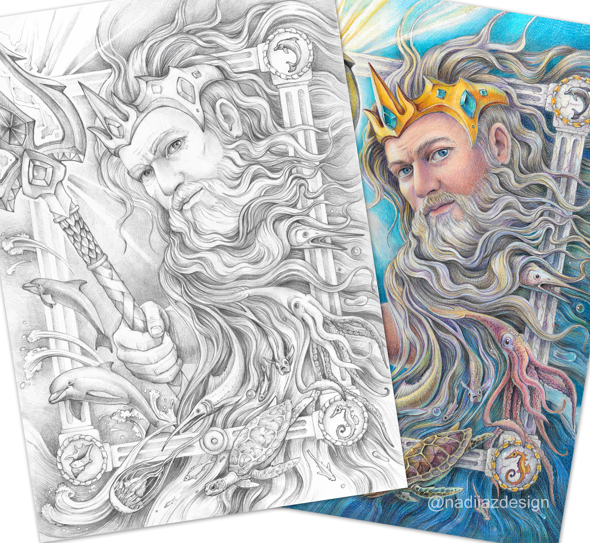 Adult Coloring Page of Grayscale Hades and Persephone. PDF, Printable,  Digital Download. 