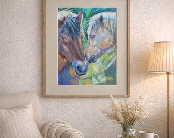Original Horse Pastel Drawing, Contemporary Equine Art, One of a Kind Wall Art