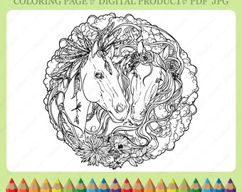 horse coloring pages etsy