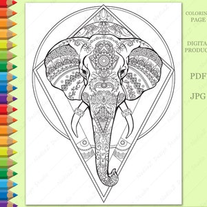 Intricate Elephant Coloring Page: Wild Animal Art (Digital Download)