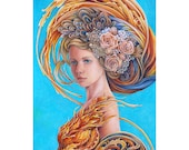 Fantasy art nouveau girl autumn printable wall art (download jpg)