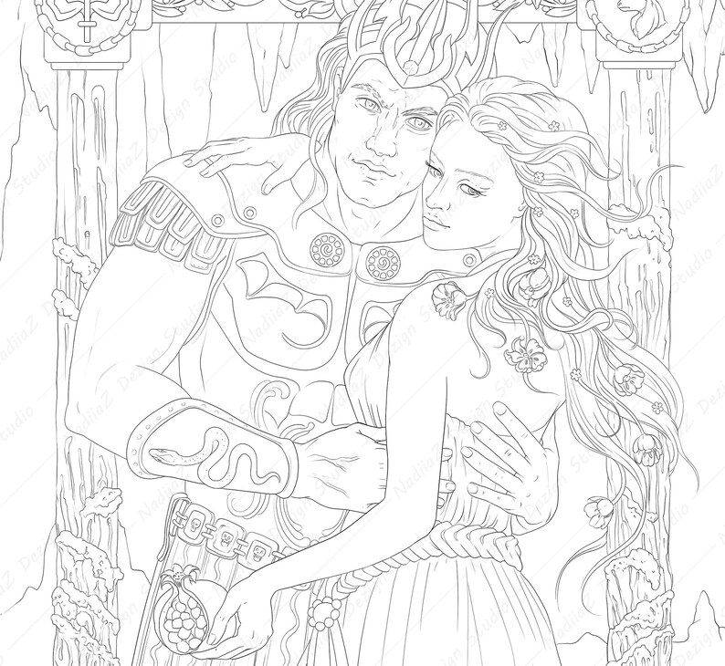 Adult Coloring Page of Hades and Persephone. PDF Lineart | Etsy