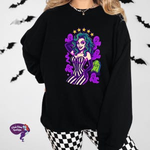 Beetle Ghoul Unisex Sweatshirt-Beetlejuice inspired sweatshirt, beetle babe, spooky sweatshirt, halloween sweatshirt,  pinup girl sweatshirt