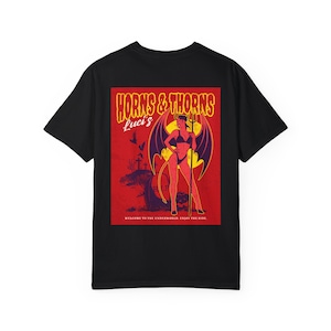 Luci's Horns & Thorns - Men Shirt, Womens Shirt, Spooky T shirt, Graphic T shirt, Devil Shirt, Satan T shirt, Strip Club Shirt, Funny Gifts