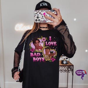 I Love Bad Boys Unisex Softstyle T-Shirt, Horror t shirt, spooky season, ghostface, scream, billy loomis, spooky shirts, womens graphic tees