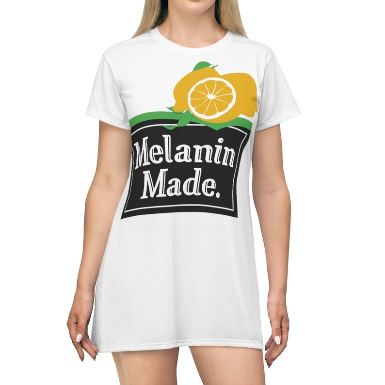 Melanin Made All Over Print T-Shirt Dress