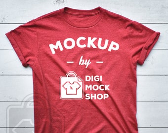 Download Free Anvil 980 Tshirt Mockup Heather red - anvil 980 mockup, tshirt flat lay, heather red anvil 980 shirt mockup, unisex tshirt PSD Template