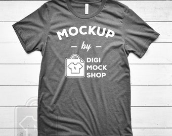 Download Free Bella Canvas 3001 Mock Up Deep Heather Grey - deep heather tshirt mockup, unisex shirt flat lay, tshirt mockup, bella canvas 3001 template PSD Template