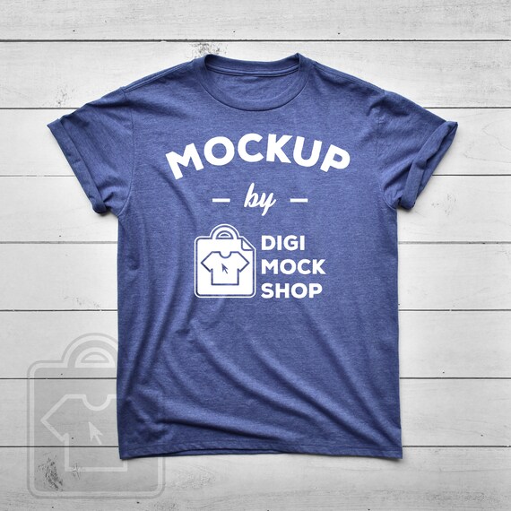 Anvil 980 T-Shirt Mockup Heather Blue Anvil 980