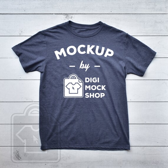 Anvil 980 T-Shirt Mockup Heather Navy Anvil 980