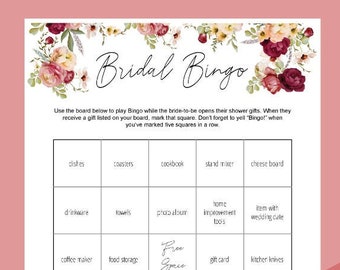 Juego de bingo floral para despedida de soltera / 100 tarjetas únicas (descarga digital)