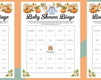 Fall Baby Shower Bingo Game | Pumpkin Theme, 100 Unique Cards (Digital Download)