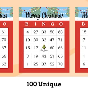 Printable Christmas Bingo Cards Set of 100 | Digital Download Bingo Game | Holiday Party Game