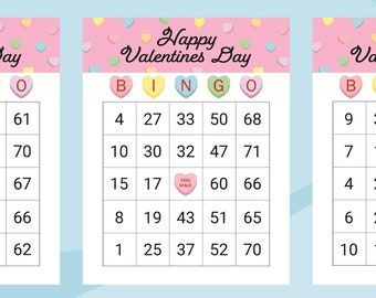 Valentines Day Bingo Cards | Set of 100, Kids Classroom Game (Digital Download)