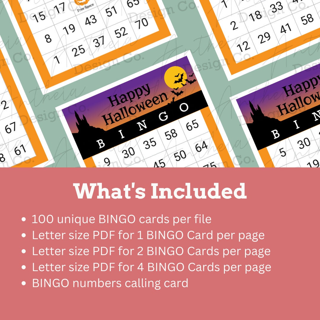 100 Halloween Bingo Cards | Printable Party Game (digital Download) - Etsy