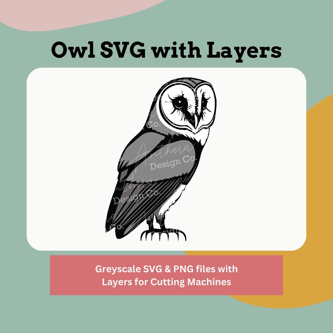 Layered Owl SVG | Black and White Cut Files (Digital Download)