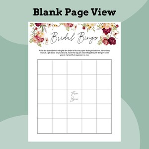 Blank Bridal Shower Bingo Printable | Blank Template and Bonus Gift ...