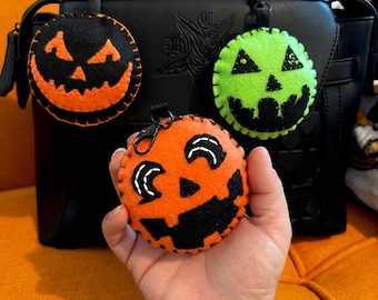 Handmade Halloween jack-o-lantern plush keychain bag charms