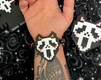 Ghostface Halloween scream Kandi beaded bracelet set spooky jewelry