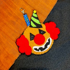 Handmade Halloween clown jack-o-lantern bag charm keychain felt accessories
