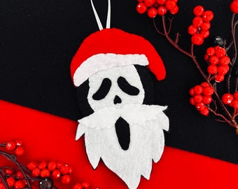 Handmade ghost face Christmas ornament spooky creempas decor ghostface with Santa hat