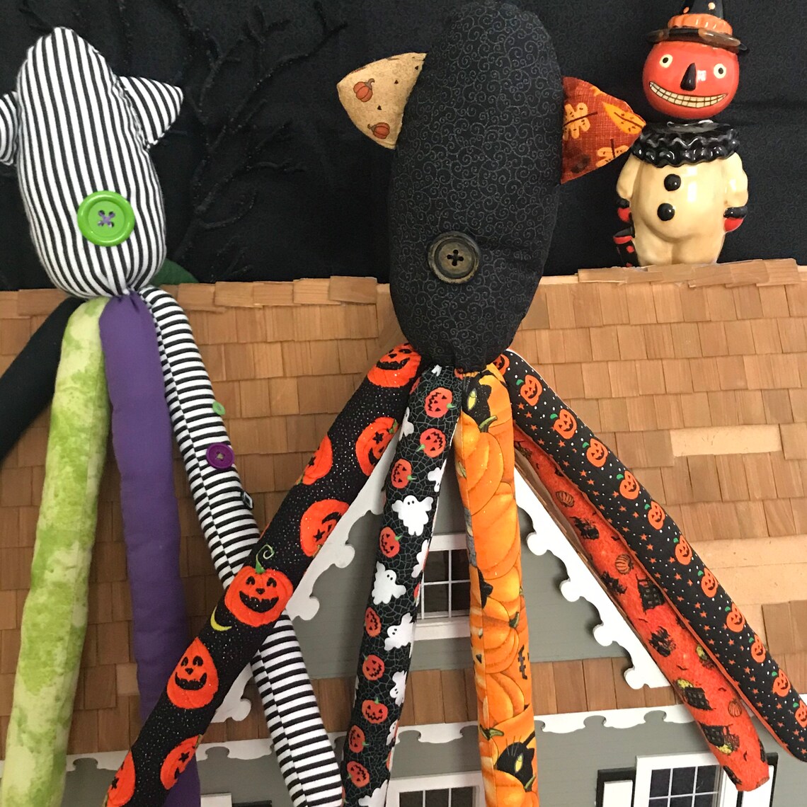 Coraline inspired squid plush doll in Halloween patchwork | Etsy