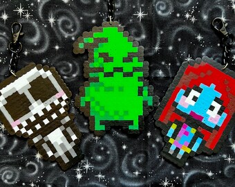 Spooky Halloween Handmade nightmare before Christmas Perler keychains