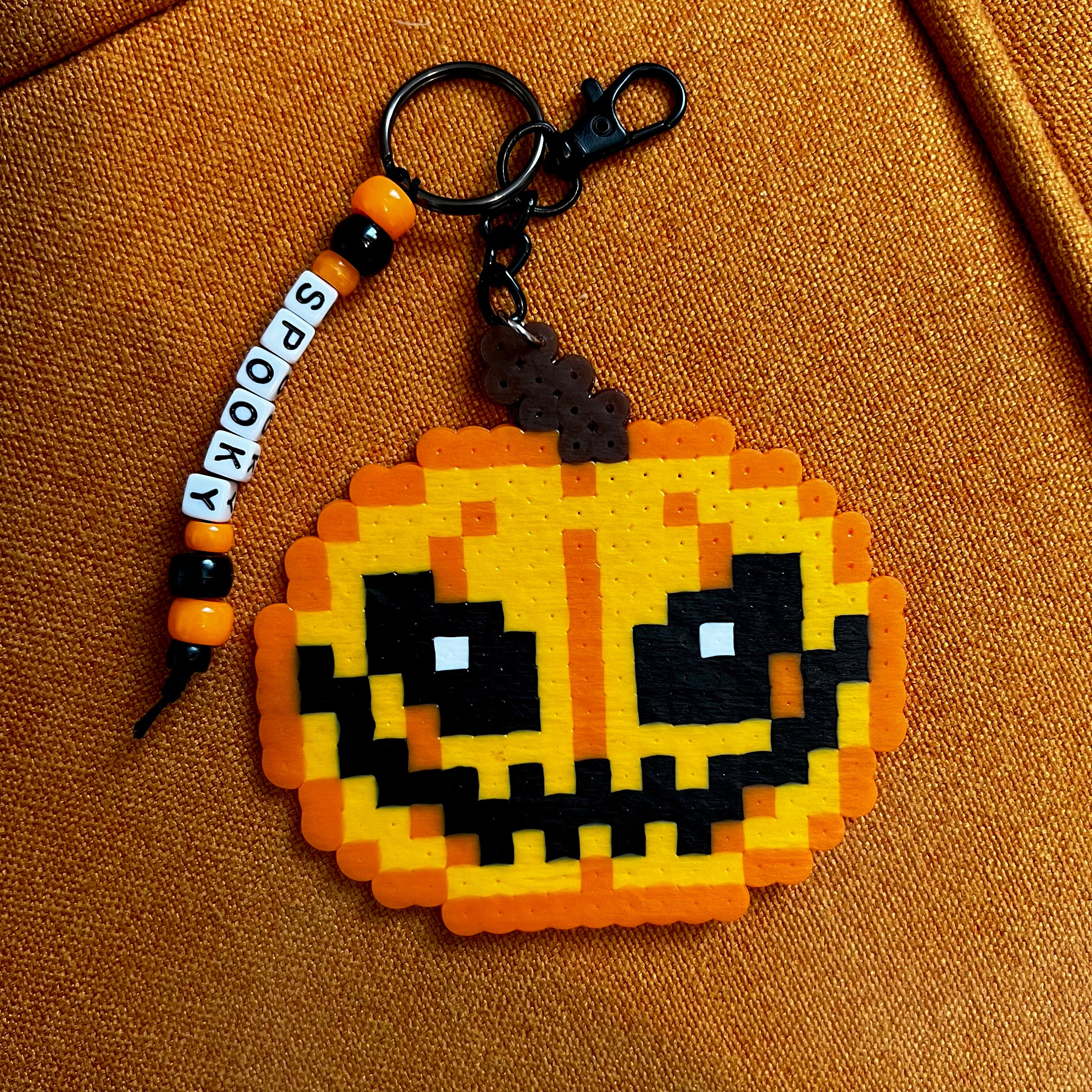 Halloween Jack-o-lantern Perler Beaded Keychain Bag Charm Spooky