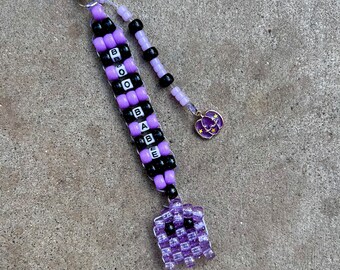 Ghost beaded keychain kandi bead Halloween accessories boo babe