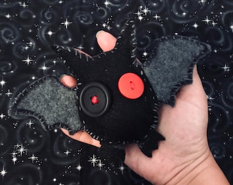 Black bat Halloween felt plush doll vampire bat goth doll