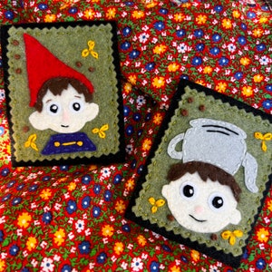 Handmade over the garden wall inspired wort and Greg felt pin fan art