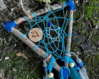 Handmade boho dream catcher water element spirituality while hanging