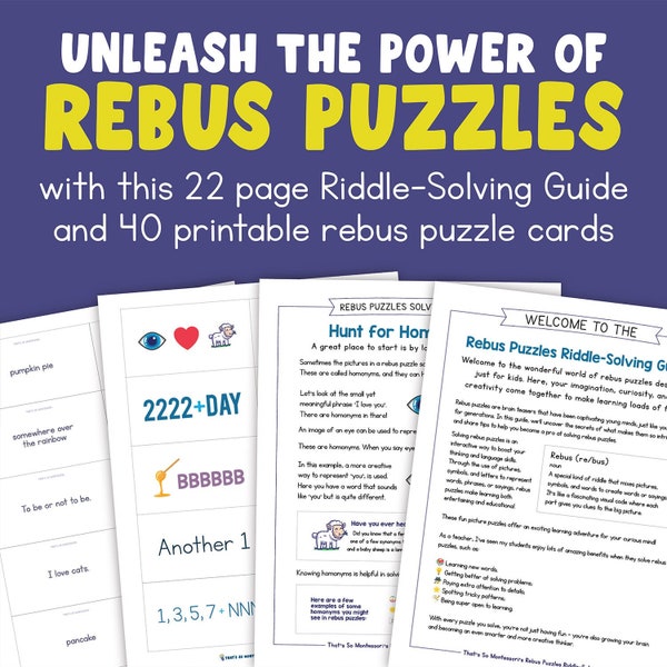 Rebus Puzzle Guide & Cards | Printable Language Resource | Brain Teasers