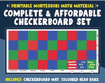 Printable Montessori Checkerboard Math Mat With Task Cards and Bead Bars
