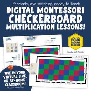 Lezioni di scacchiera Montessori / 3 lezioni di moltiplicazione digitale per elementari
