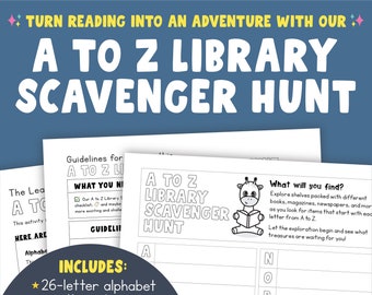 A to Z Library Scavenger Hunt | Elementary Reading Activity