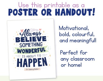 Motivational Classroom Poster | Always Believe Wall Art | Montessori Decor