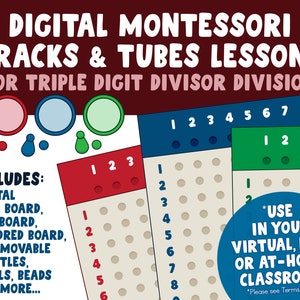 Montessori Digital Division Lesson | Racks and Tubes Triple Digit Board | Montessori Online Math Curriculum | Teaching Montessori Division
