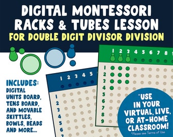 Montessori Long Division Lesson | Racks and Tubes Double-Digit Divisor Division | Teach Montessori Division
