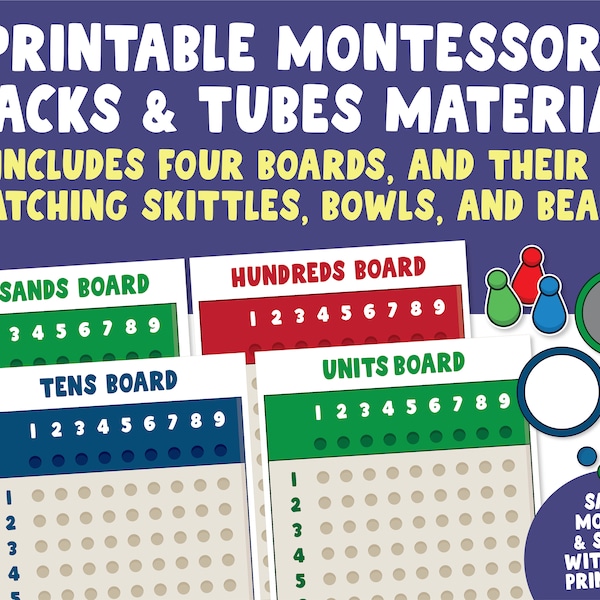 Printable Montessori Division Material | Racks and Tubes Math Boards | Montessori Math Curriculum | Teaching Long Division
