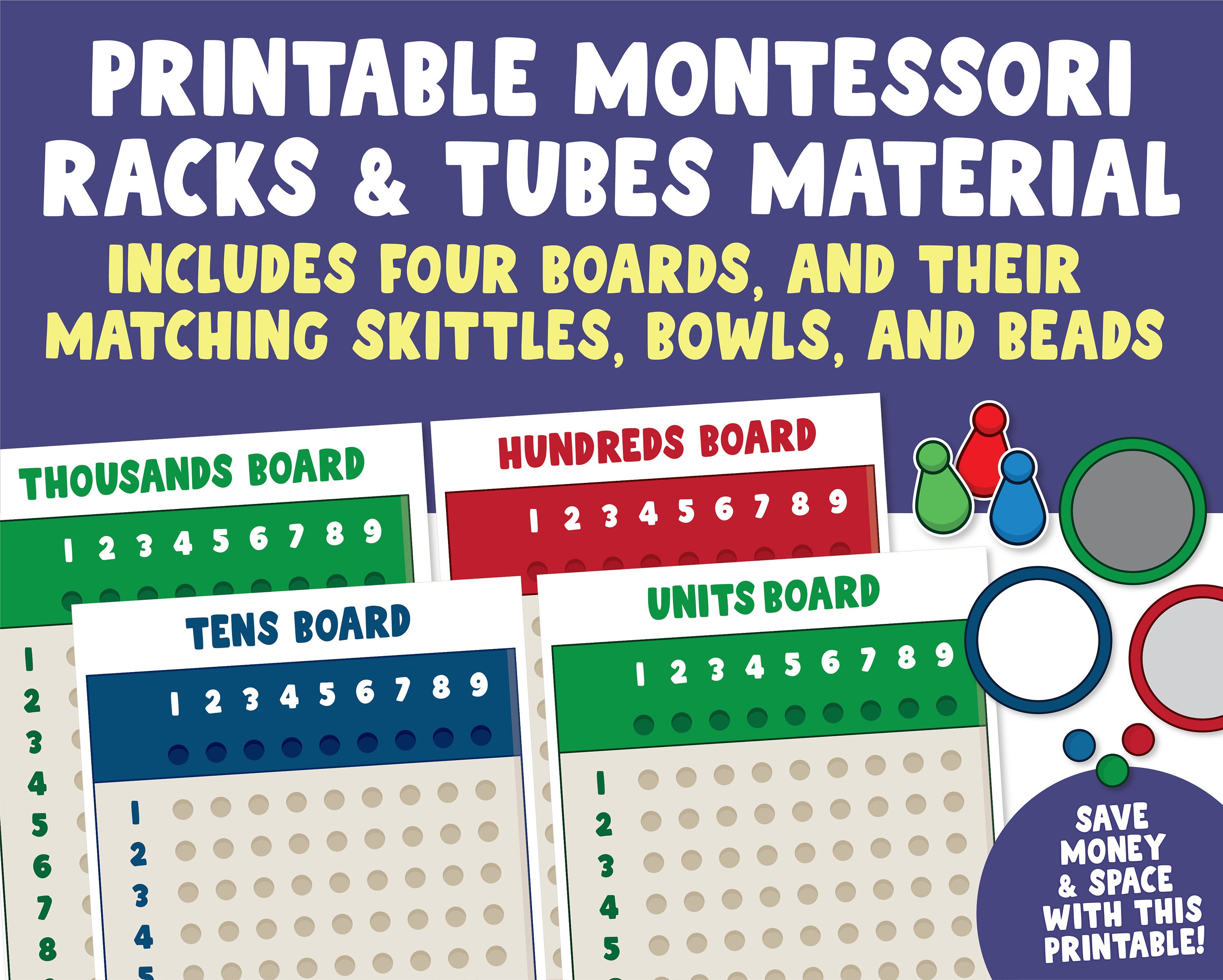 Printable Montessori Division Material Racks and Tubes Math Etsy