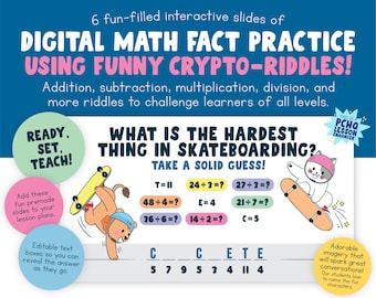 Roliga mattekryptogramgåtor | Övning med mattefakta | Digitala mattefaktapussel