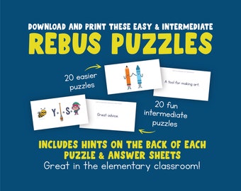 40 Rebus Puzzles with Answers | Brain Teasers | Printable Picture Puzzles