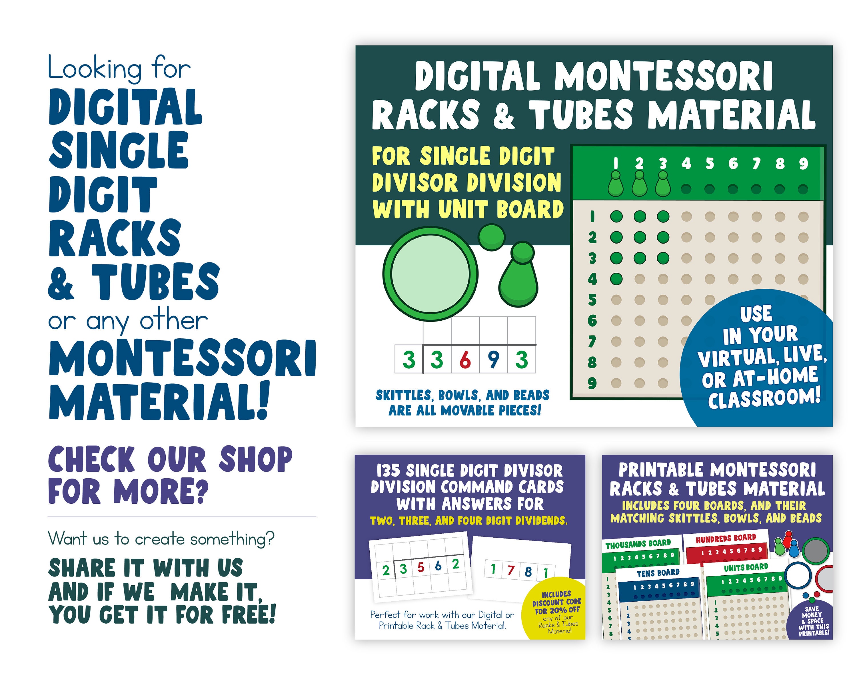 Montessori Long Division Lesson Racks and Tubes DoubleDigit Divisor
