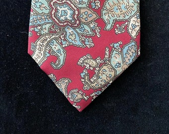 Liberty necktie, Vintage Liberty necktie, Burgundy paisley necktie, Burgundy paisley silk necktie, Vintage silk necktie, Vintage floral tie